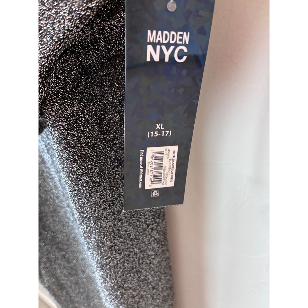 Madden NYC Black Sparkle Glitter‎ Spaghetti Strap Cowl Neck Midi Dress XL - Picture 5 of 9